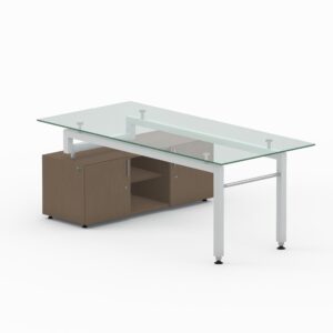 Bureau v3 blanc avec retour chene