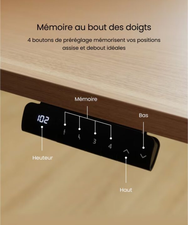 Télécommande d'un bureau standing desk up and down avec 4 mémoires